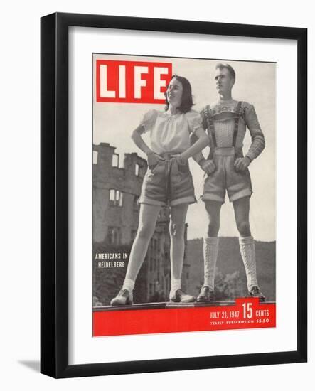 American Maybelle Davis and Jim Cash in Traditional Alpine Fashions, Postwar Germany, July 21, 1947-Walter Sanders-Framed Photographic Print