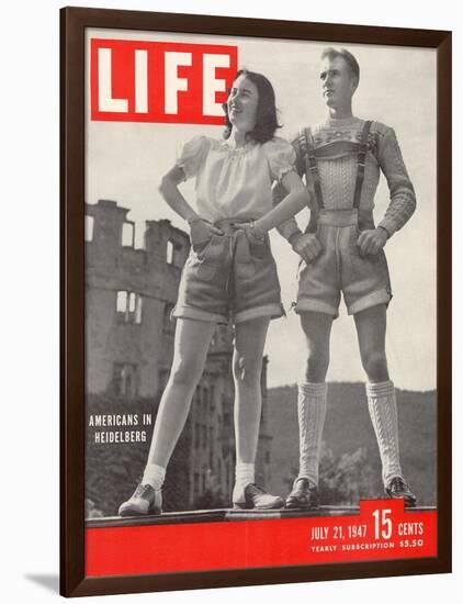 American Maybelle Davis and Jim Cash in Traditional Alpine Fashions, Postwar Germany, July 21, 1947-Walter Sanders-Framed Photographic Print