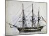 American Merchant Ship, Watercolor, United States, 19th Century-null-Mounted Giclee Print