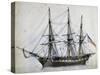 American Merchant Ship, Watercolor, United States, 19th Century-null-Stretched Canvas