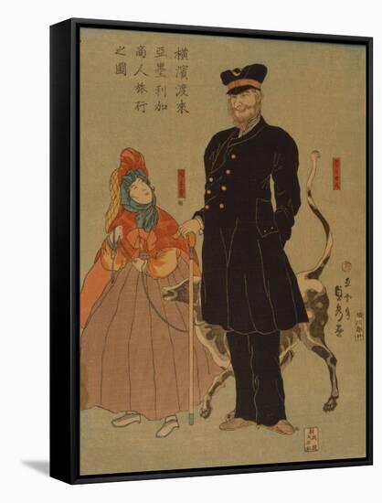 American Merchant Strolling in Yokohama, 1861-Utagawa Sadahide-Framed Stretched Canvas