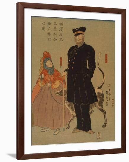 American Merchant Strolling in Yokohama, 1861-Utagawa Sadahide-Framed Giclee Print