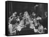 American Millionaire Paul Getty Eating Dinner with His Guests-null-Framed Stretched Canvas