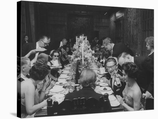 American Millionaire Paul Getty Eating Dinner with His Guests-null-Stretched Canvas