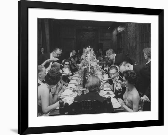 American Millionaire Paul Getty Eating Dinner with His Guests-null-Framed Photographic Print