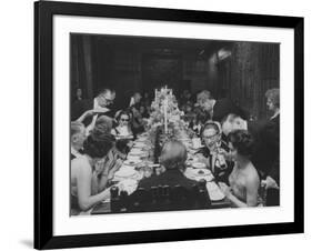 American Millionaire Paul Getty Eating Dinner with His Guests-null-Framed Photographic Print