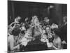 American Millionaire Paul Getty Eating Dinner with His Guests-null-Mounted Photographic Print