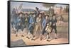 American 'Minute-Men' Marching Against the British to the Martial Music of Fife and Drum-American-Framed Stretched Canvas