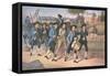 American 'Minute-Men' Marching Against the British to the Martial Music of Fife and Drum-American-Framed Stretched Canvas