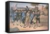 American 'Minute-Men' Marching Against the British to the Martial Music of Fife and Drum-American-Framed Stretched Canvas