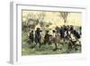 American Minutemen Fight to Hold Off the British Army at Concord Bridge, April 10, 1775-null-Framed Giclee Print