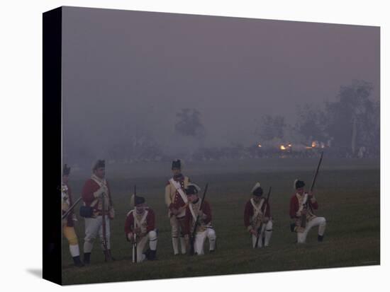 American Musket-Fire Halting a British Sortie, a Reenactment at Yorktown Battlefield, Virginia-null-Stretched Canvas