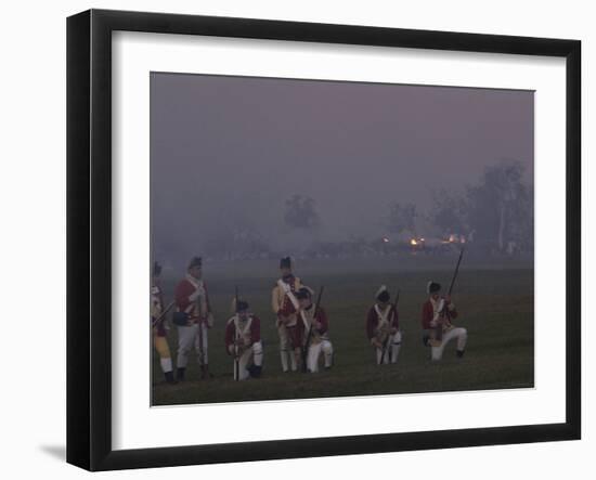 American Musket-Fire Halting a British Sortie, a Reenactment at Yorktown Battlefield, Virginia-null-Framed Photographic Print