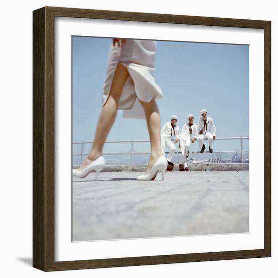 American Navy 7th Fleet Sailors on Shore Leave in Hong Kong, China, 1957-Hank Walker-Framed Photographic Print