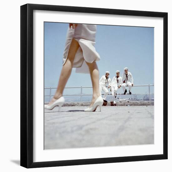 American Navy 7th Fleet Sailors on Shore Leave in Hong Kong, China, 1957-Hank Walker-Framed Photographic Print