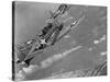 American Navy Torpedo Bombers Fly over Burning Japanese Ship During the Battle of Midway-null-Stretched Canvas