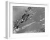 American Navy Torpedo Bombers Fly over Burning Japanese Ship During the Battle of Midway-null-Framed Premium Photographic Print