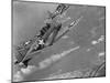 American Navy Torpedo Bombers Fly over Burning Japanese Ship During the Battle of Midway-null-Mounted Photographic Print