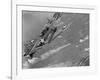 American Navy Torpedo Bombers Fly over Burning Japanese Ship During the Battle of Midway-null-Framed Photographic Print