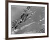 American Navy Torpedo Bombers Fly over Burning Japanese Ship During the Battle of Midway-null-Framed Photographic Print