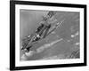 American Navy Torpedo Bombers Fly over Burning Japanese Ship During the Battle of Midway-null-Framed Photographic Print