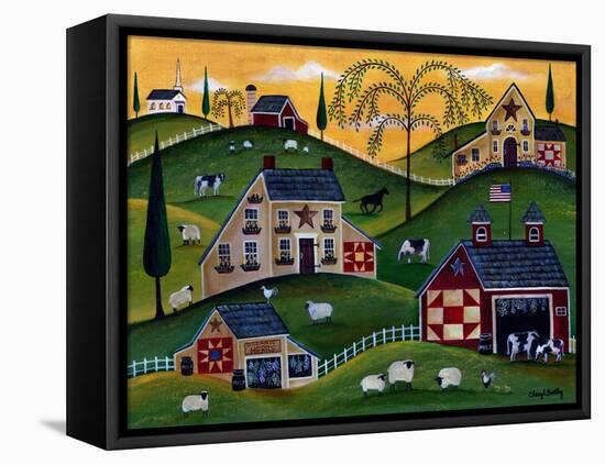 American Organic Herb Sheep Cow Farmland-Cheryl Bartley-Framed Stretched Canvas