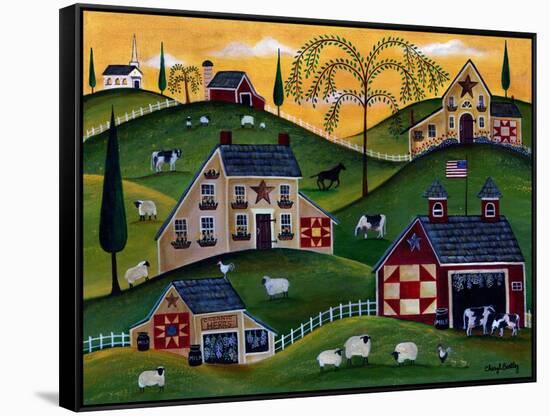 American Organic Herb Sheep Cow Farmland-Cheryl Bartley-Framed Stretched Canvas