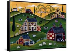 American Organic Herb Sheep Cow Farmland-Cheryl Bartley-Framed Stretched Canvas