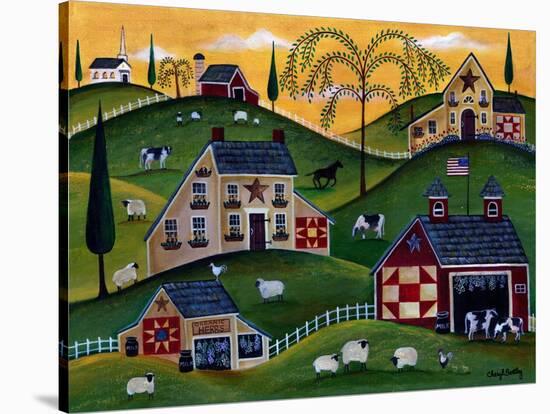 American Organic Herb Sheep Cow Farmland-Cheryl Bartley-Stretched Canvas