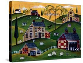 American Organic Herb Sheep Cow Farmland-Cheryl Bartley-Stretched Canvas