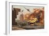 American P-47 Fighter Planes Attacking German Jagdpanther Tanks-null-Framed Premium Giclee Print