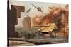 American P-47 Fighter Planes Attacking German Jagdpanther Tanks-null-Stretched Canvas