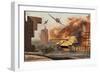 American P-47 Fighter Planes Attacking German Jagdpanther Tanks-null-Framed Art Print