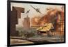 American P-47 Fighter Planes Attacking German Jagdpanther Tanks-null-Framed Art Print