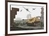 American P-47 Fighter Planes Attacking German Jagdpanther Tanks-null-Framed Art Print