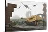 American P-47 Fighter Planes Attacking German Jagdpanther Tanks-null-Stretched Canvas