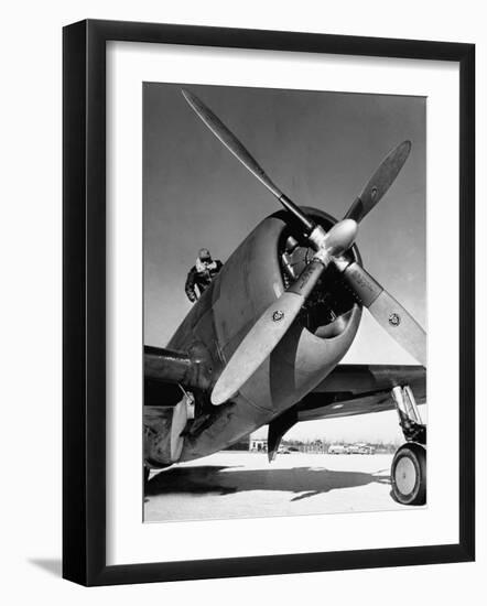 American P-47 Thunderbolt Fighter Plane and its Pilot-Dmitri Kessel-Framed Photographic Print