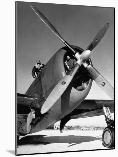 American P-47 Thunderbolt Fighter Plane and its Pilot-Dmitri Kessel-Mounted Photographic Print