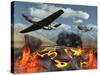 American P-51 Mustang Fighter Planes Destroy a UFO-Stocktrek Images-Stretched Canvas