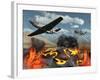 American P-51 Mustang Fighter Planes Destroy a UFO-Stocktrek Images-Framed Photographic Print