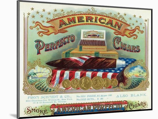 American Perfecto Cigars Brand Cigar Box Label-Lantern Press-Mounted Art Print