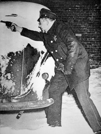 Chicago Policeman Arthur Olson, in a Shoot Out with Bank Robbers, 1st February 1947 (B/W Photo)