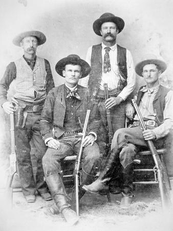 Texas Rangers Armed with Revolvers and Winchester Rifles, 1890 (B/W Photo)