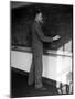 American Physicist J. Robert Oppenheimer Writing on Blackboard at the Institute for Advanced Study-Alfred Eisenstaedt-Mounted Premium Photographic Print