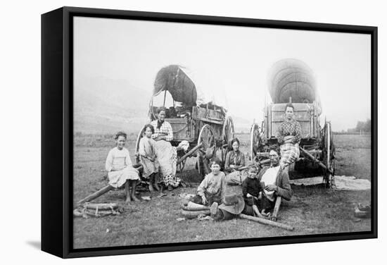 American Pioneer Family, C.1870 (B/W Photo)-American Photographer-Framed Stretched Canvas