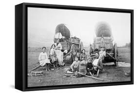 American Pioneer Family, C.1870 (B/W Photo)-American Photographer-Framed Stretched Canvas