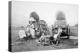 American Pioneer Family, C.1870 (B/W Photo)-American Photographer-Stretched Canvas