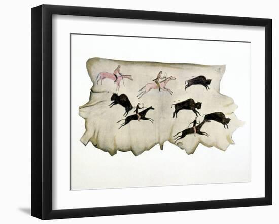 American Plains Indians on a Buffalo Hunt, 1898-Washakie-Framed Giclee Print