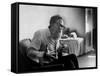American Poet John Berryman Expressing Himself While Sitting in His Semi Empty Apartment-Mark Kauffman-Framed Stretched Canvas
