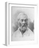 American Poet Walt Whitman Above Reproduction of Signature and Notation Reading-null-Framed Photographic Print